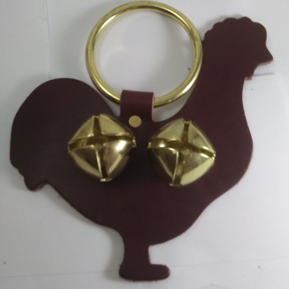 Leather Chicken Door Knob Bell Hanger Made in the USA